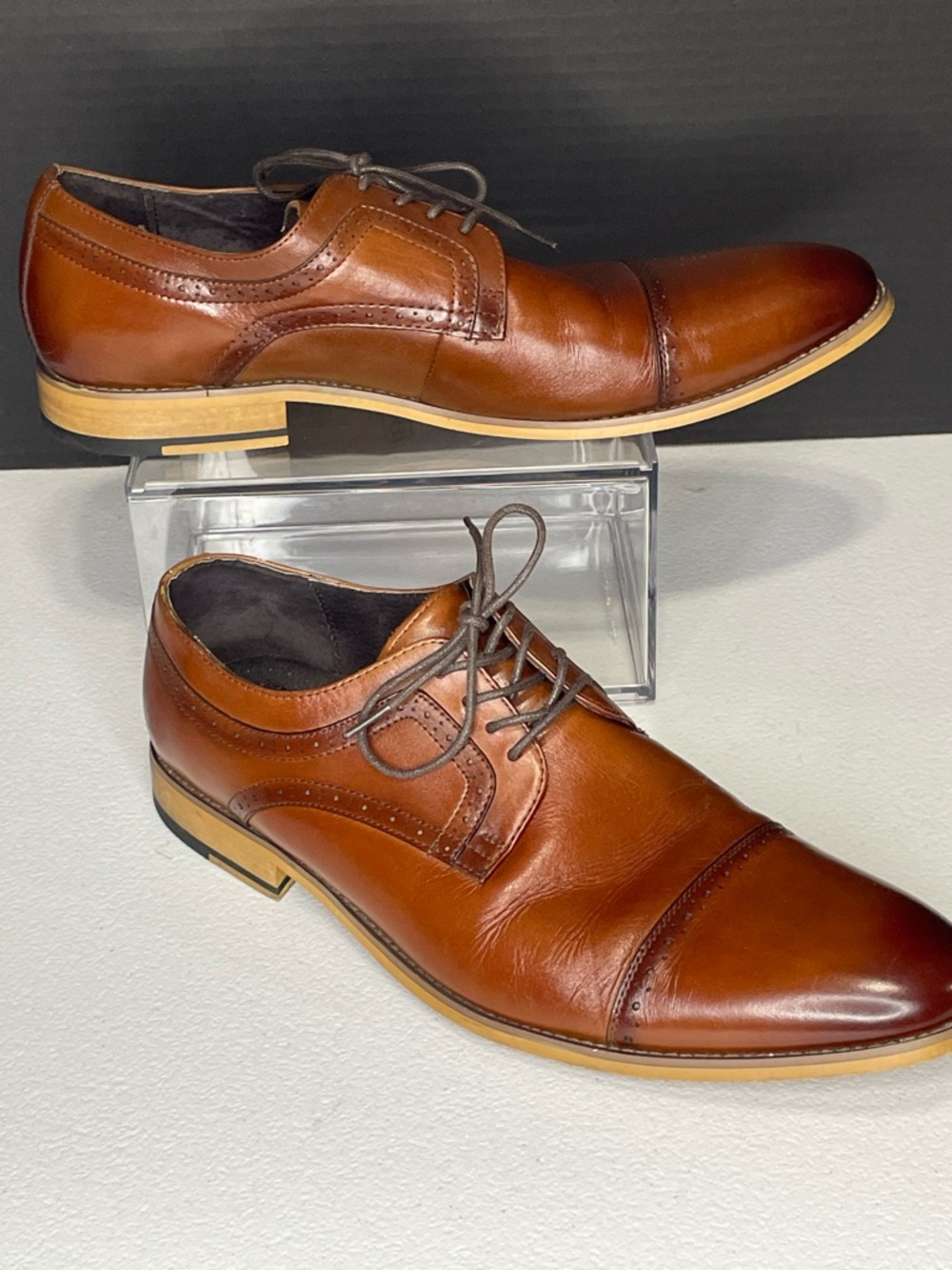 Stacy Adams Men’s Tan Cap Toe Lace up Oxford Brown, Size 13M